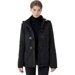 Women's B-Thicken-Black Fashion Winter Warm Fleece Vest Jacket Coat Button Hood